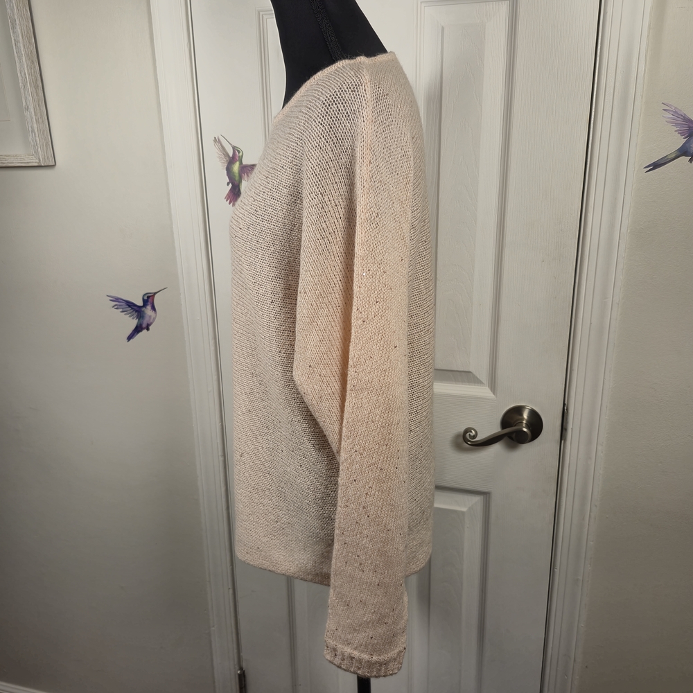 Lilly Pulitzer Soleen Sequin Metallic Sweater Blush Pink Wool Blend S - Picture 3 of 7